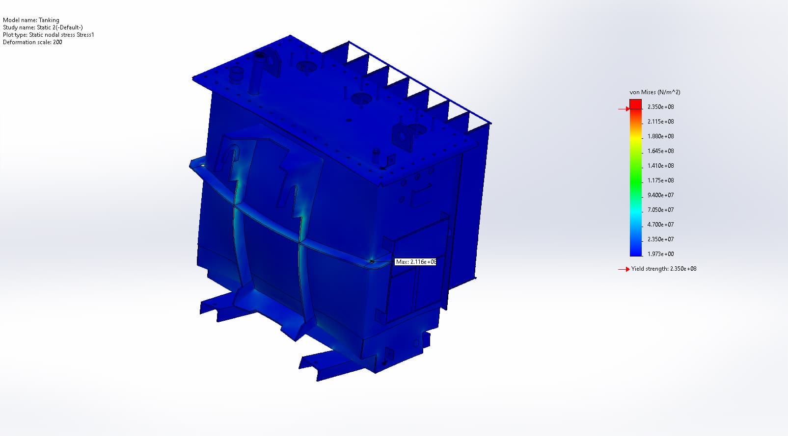 Pole mounted transformer tanking.