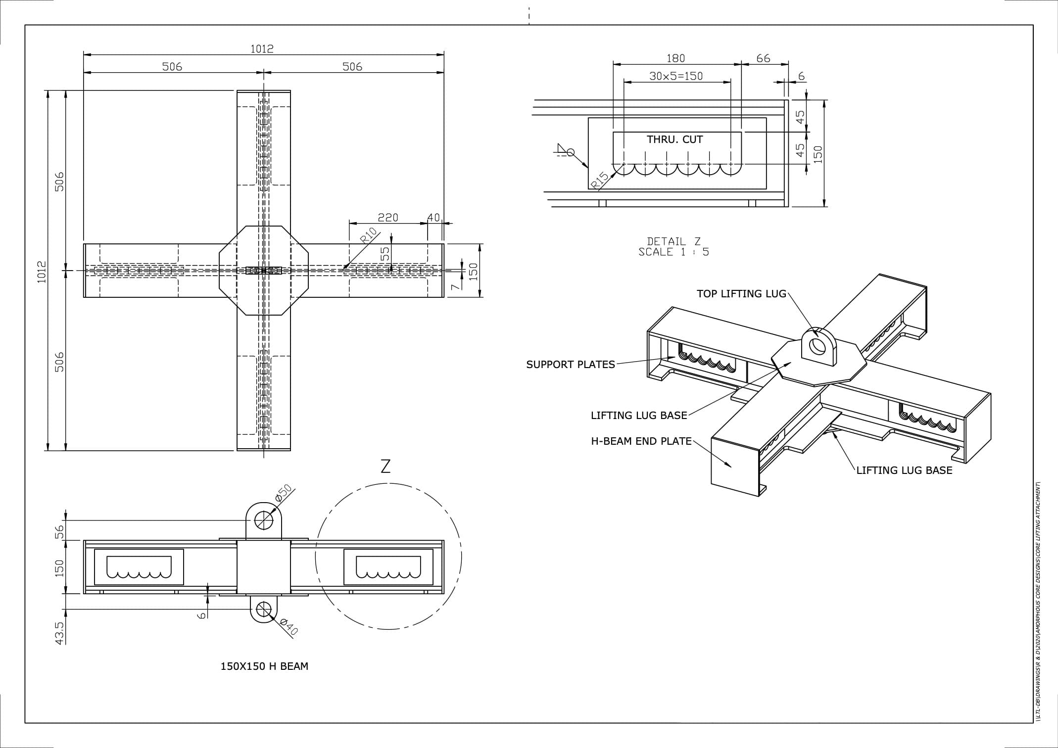 Technical drawing of the 5-point hanger.